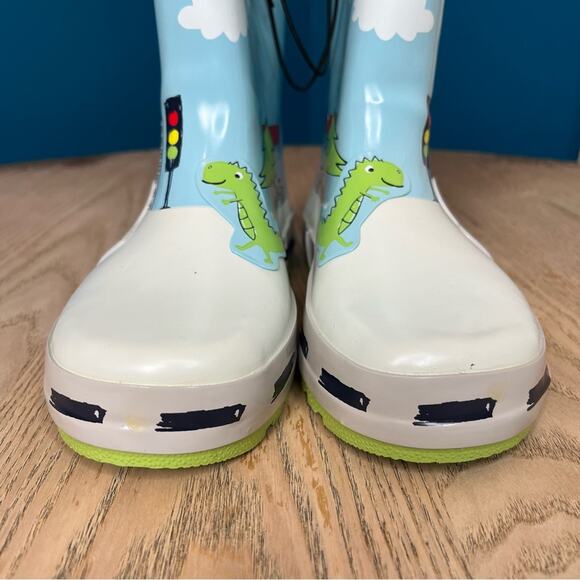 NWT Kids Dinosaur Rain Boot Gullies Waterproof Blue Yellow Kids 13 - Picture 5 of 8